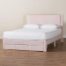 Baxton Studio Elora Modern Light Pink Pleated Velvet Queen Size Storage Bed - CFSP0839-A-Light Pink-Queen
