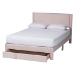 Baxton Studio Elora Modern Light Pink Pleated Velvet Queen Size Storage Bed - CFSP0839-A-Light Pink-Queen