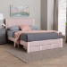Baxton Studio Elora Modern Light Pink Pleated Velvet Queen Size Storage Bed - CFSP0839-A-Light Pink-Queen