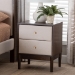 Baxton Studio Nikolai Mid-Century Beige Fabric and Wenge Brown Wood 2-Drawer Nightstand - MG9009-Beige/Wenge-2DW-NS
