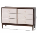 Baxton Studio Nikolai Mid-Century Beige Fabric and Wenge Brown Wood 6-Drawer Dresser - MG9009-Beige/Wenge-6DW-Dresser