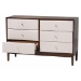 Baxton Studio Nikolai Mid-Century Beige Fabric and Wenge Brown Wood 6-Drawer Dresser - MG9009-Beige/Wenge-6DW-Dresser