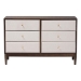 Baxton Studio Nikolai Mid-Century Beige Fabric and Wenge Brown Wood 6-Drawer Dresser - MG9009-Beige/Wenge-6DW-Dresser