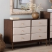 Baxton Studio Nikolai Mid-Century Beige Fabric and Wenge Brown Wood 6-Drawer Dresser - MG9009-Beige/Wenge-6DW-Dresser