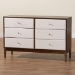 Baxton Studio Nikolai Mid-Century Beige Fabric and Wenge Brown Wood 6-Drawer Dresser - MG9009-Beige/Wenge-6DW-Dresser
