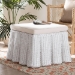 bali & pari Palm Bohemian White Scallop Rattan Ottoman - Palm-White Rattan-Ottoman w/ Cushion