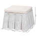 bali & pari Palm Bohemian White Scallop Rattan Ottoman - Palm-White Rattan-Ottoman w/ Cushion