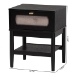 Baxton Studio Shirin Mid-Century Beige Fabric and Black Wood 1-Drawer Nightstand - MG9013-Sand Stone-FG2203-2/Black-1DW-NS