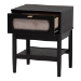 Baxton Studio Shirin Mid-Century Beige Fabric and Black Wood 1-Drawer Nightstand - MG9013-Sand Stone-FG2203-2/Black-1DW-NS