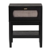 Baxton Studio Shirin Mid-Century Beige Fabric and Black Wood 1-Drawer Nightstand - MG9013-Sand Stone-FG2203-2/Black-1DW-NS