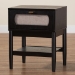 Baxton Studio Shirin Mid-Century Beige Fabric and Black Wood 1-Drawer Nightstand - MG9013-Sand Stone-FG2203-2/Black-1DW-NS