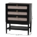 Baxton Studio Shirin Mid-Century Beige Fabric and Black Wood 3-Drawer Chest - MG9013-Sand Stone-FG2203-2/Black-3DW-Chest