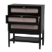 Baxton Studio Shirin Mid-Century Beige Fabric and Black Wood 3-Drawer Chest - MG9013-Sand Stone-FG2203-2/Black-3DW-Chest