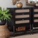 Baxton Studio Shirin Mid-Century Beige Fabric and Black Wood 3-Drawer Chest - MG9013-Sand Stone-FG2203-2/Black-3DW-Chest