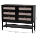 Baxton Studio Shirin Mid-Century Beige Fabric and Black Wood 6-Drawer Dresser - MG9013-Sand Stone-FG2203-2/Black-6DW-Dresser
