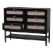 Baxton Studio Shirin Mid-Century Beige Fabric and Black Wood 6-Drawer Dresser - MG9013-Sand Stone-FG2203-2/Black-6DW-Dresser