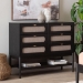 Baxton Studio Shirin Mid-Century Beige Fabric and Black Wood 6-Drawer Dresser - MG9013-Sand Stone-FG2203-2/Black-6DW-Dresser