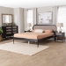 Baxton Studio Shirin Mid-Century Beige Fabric and Black Wood Queen 4-Piece Bedroom Set with Two nightstands - Shirin-Sand Stone/Black-Queen-4PC Bedroom Set