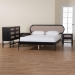 Baxton Studio Shirin Mid-Century Beige Fabric and Black Wood Queen 4-Piece Bedroom Set with Two nightstands - Shirin-Sand Stone/Black-Queen-4PC Bedroom Set