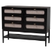 Baxton Studio Shirin Mid-Century Beige Fabric and Black Wood Queen 4-Piece Bedroom Set with Two nightstands - Shirin-Sand Stone/Black-Queen-4PC Bedroom Set