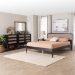 Baxton Studio Shirin Mid-Century Beige Fabric and Black Wood Queen 4-Piece Bedroom Set - Tammy-Sand Stone/Black-Queen-4PC Bedroom Set