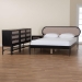 Baxton Studio Shirin Mid-Century Beige Fabric and Black Wood Queen 4-Piece Bedroom Set - Tammy-Sand Stone/Black-Queen-4PC Bedroom Set