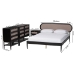 Baxton Studio Shirin Mid-Century Beige Fabric and Black Wood Queen 4-Piece Bedroom Set - Tammy-Sand Stone/Black-Queen-4PC Bedroom Set