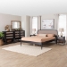 Baxton Studio Shirin Mid-Century Beige Fabric and Black Wood Queen 5-Piece Bedroom Set - Ivana-Sand Stone/Black-Queen-5PC Bedroom Set