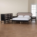 Baxton Studio Shirin Mid-Century Beige Fabric and Black Wood Queen 5-Piece Bedroom Set - Ivana-Sand Stone/Black-Queen-5PC Bedroom Set