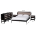 Baxton Studio Shirin Mid-Century Beige Fabric and Black Wood Queen 5-Piece Bedroom Set - Ivana-Sand Stone/Black-Queen-5PC Bedroom Set