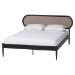 Baxton Studio Shirin Mid-Century Beige Fabric and Black Wood Queen 5-Piece Bedroom Set - Ivana-Sand Stone/Black-Queen-5PC Bedroom Set
