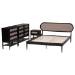 Baxton Studio Shirin Mid-Century Beige Fabric and Black Wood Queen 4-Piece Bedroom Set - Tammy-Sand Stone/Black-Queen-4PC Bedroom Set