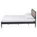 Baxton Studio Shirin Mid-Century Beige Fabric and Black Wood Queen Platform Bed - MG0240-Sand Stone-FG2203-2/Black-Queen