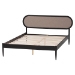 Baxton Studio Shirin Mid-Century Beige Fabric and Black Wood Queen Platform Bed - MG0240-Sand Stone-FG2203-2/Black-Queen