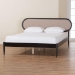 Baxton Studio Shirin Mid-Century Beige Fabric and Black Wood Queen Platform Bed - MG0240-Sand Stone-FG2203-2/Black-Queen