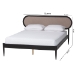 Baxton Studio Shirin Mid-Century Beige Fabric and Black Wood Queen Platform Bed - MG0240-Sand Stone-FG2203-2/Black-Queen