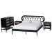 Baxton Studio Florica Art Deco Black Wood Queen 4-Piece Bedroom Set with Two Nightstands
