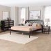 Baxton Studio Florica Art Deco Black Wood Queen 4-Piece Bedroom Set with Two Nightstands - Wenna-Sand Stone/Black-Queen-4PC Bedroom Set