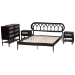 Baxton Studio Florica Art Deco Black Wood Queen 4-Piece Bedroom Set with Two Nightstands - Wenna-Sand Stone/Black-Queen-4PC Bedroom Set
