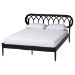 Baxton Studio Florica Art Deco Black Wood Queen 4-Piece Bedroom Set with Two Nightstands - Wenna-Sand Stone/Black-Queen-4PC Bedroom Set