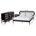 Baxton Studio Florica Art Deco Black Wood Queen 4-Piece Bedroom Set - Florica-Sand Stone/Black-Queen-4PC Bedroom Set