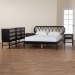 Baxton Studio Florica Art Deco Black Wood Queen 5-Piece Bedroom Set - Shelby-Sand Stone/Black-Queen-5PC Bedroom Set