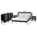Baxton Studio Florica Art Deco Black Wood Queen 5-Piece Bedroom Set - Shelby-Sand Stone/Black-Queen-5PC Bedroom Set
