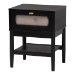 Baxton Studio Florica Art Deco Black Wood Queen 5-Piece Bedroom Set - Shelby-Sand Stone/Black-Queen-5PC Bedroom Set