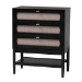 Baxton Studio Florica Art Deco Black Wood Queen 5-Piece Bedroom Set - Shelby-Sand Stone/Black-Queen-5PC Bedroom Set