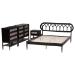 Baxton Studio Florica Art Deco Black Wood Queen 4-Piece Bedroom Set - Florica-Sand Stone/Black-Queen-4PC Bedroom Set