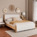 Baxton Studio Eilert Modern Cream Boucle and Oak Brown Wood Queen Bed - BBT61207 A1-Cream-Queen