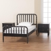 Baxton Studio Lucera Mid-Century Black Twin Size 3-Piece Bobbin Bedroom Set - MG0110-4-Black-Twin 3PC Bedroom Set