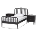 Baxton Studio Lucera Mid-Century Black Twin Size 3-Piece Bobbin Bedroom Set - MG0110-4-Black-Twin 3PC Bedroom Set