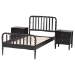 Baxton Studio Lucera Mid-Century Black Twin Size 3-Piece Bobbin Bedroom Set - MG0110-4-Black-Twin 3PC Bedroom Set